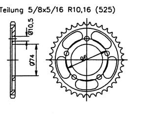 Kettenrad für Sachs A 650 Roadstar V1.6...