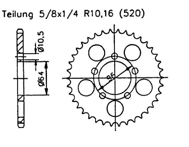Rear sprocket for DR 500 X/Z/D 14 Teeth