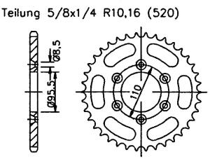 Kettenrad für Suzuki RMX 450 Z L2 Zähnezahl 51