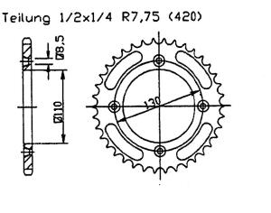 Rear sprocket for RMX 50 12 Teeth