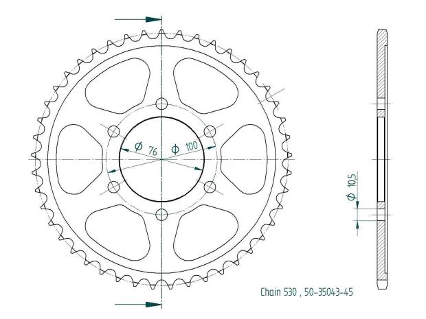 Kettenrad für Suzuki GSX-R 750 GSX 1100 F Zähnezahl 42