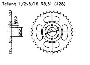 Kettenrad für Suzuki GT 80 L,X Zähnezahl 38