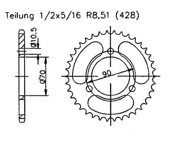 Kettenrad für Suzuki RG 80 C-F/M Gamma NC11A Zähnezahl 49