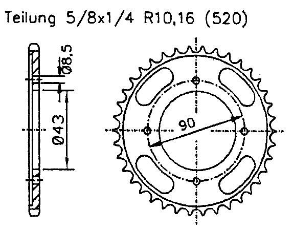 Rear sprocket for Cross 125 13 Teeth