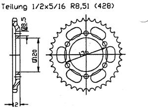 Rear sprocket for klein 80 u. Mittelrad 16 Teeth
