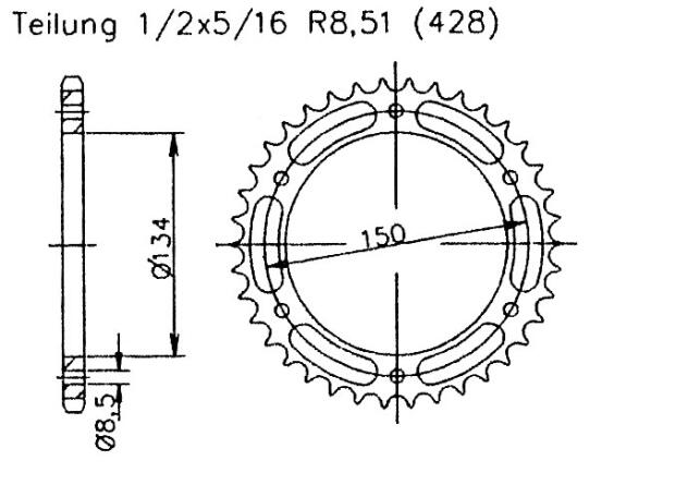 Kettenrad für Yamaha TT-R 125 Zähnezahl 49