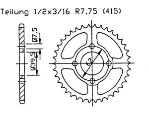 Kettenrad für Yamaha / 300 320 YZF-R3  415 Racing...