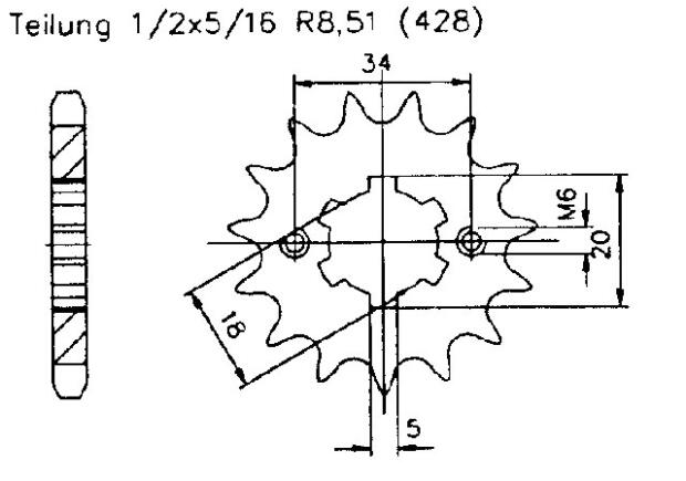 Kettenrad für Yamaha DT 200 R Zähnezahl 50