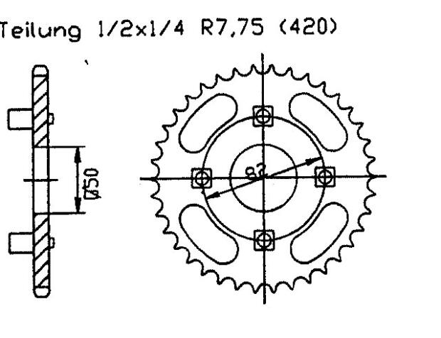 Rear sprocket for DT 50 MX-II 11 Teeth