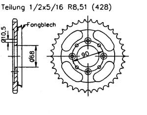 Kettenrad für Yamaha RX 100 Zähnezahl 37