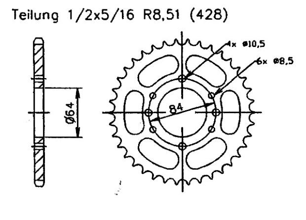 Kettenrad für Yamaha TZR 125 R 4HX/W,JG Zähnezahl 46