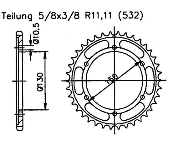 Kettenrad für Yamaha YZF-R6 600 S Zähnezahl 48