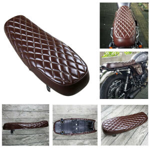 Motorbike Seat Retro Classic Cafe Racer Universal, Diamond brown, Length 63 cm