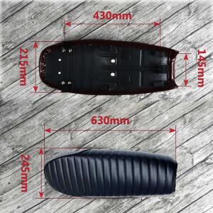 Motorrad Sitzbank Retro Classic Cafe Racer Universell, Stripe schwarz Länge 63 cm