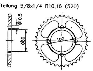 Suzuki 250 GSX ET,ES GJ51B Germany 80-82 rear sprocket 47...