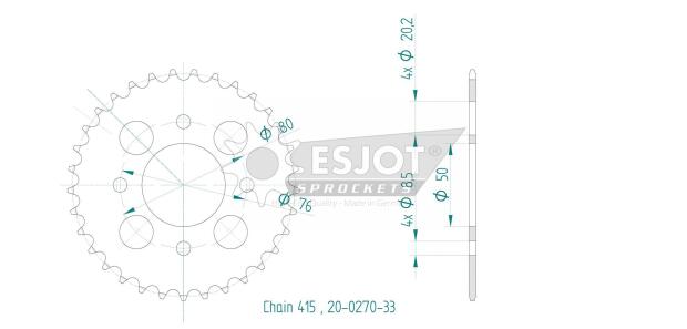 Rear sprocket for BT 50 50 40 Teeth