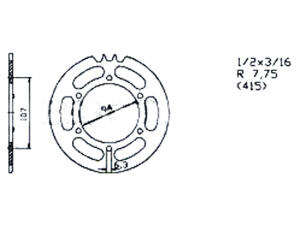 Kettenrad Hercules M1-M2 P1 415 er Teilung 40 Zahn