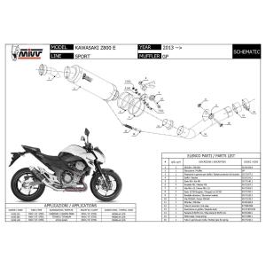 MIVV EXHAUST KAWASAKI Z 800 E bj.ab 2013 (GP, Carbon, Motorcycle)