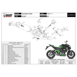 MIVV Auspuff GP schwarz Slip-On für Kawasaki Z 800 ccm Bj. 13-16