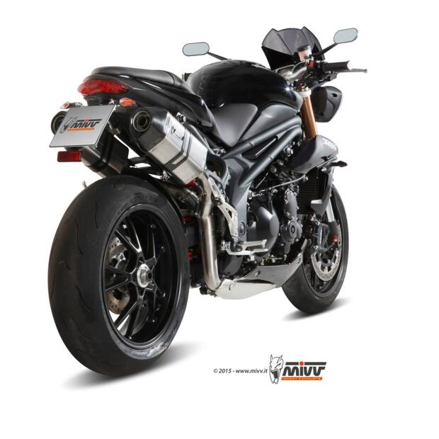 MIVV Auspuff für Triumph Speed Triple 1050 11-15 SPEED EDGE Edelst. Carb-Endk.  2 SLIP-ON
