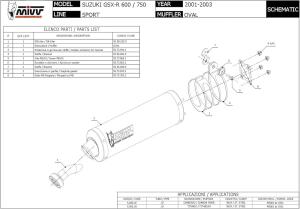 MIVV Oval Carbon Bolt-On für Suzuki GSX-R 750 ccm Bj. 01-03