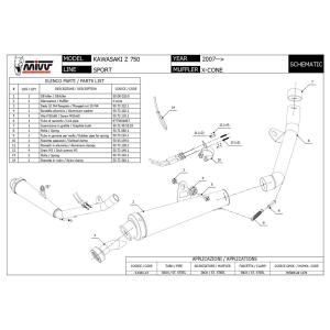 MIVV Auspuff X-Cone Edelstahl Slip-On für Kawasaki Z 750 ccm Bj. 07-14