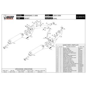 MIVV Auspuff Oval Edelstahl 2x Slip-On für Kawasaki Z 1000 Bj. 03-06