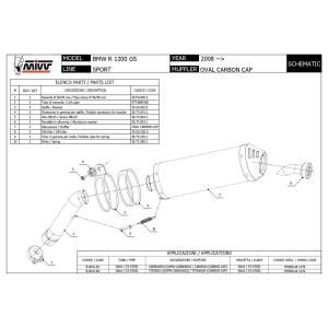 MIVV Auspuff für BMW R 1200 GS Adventure Bj. 08-09 Oval Titan Carbon-Endkappe Slip-On