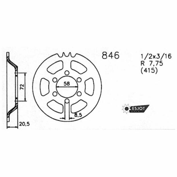 ritzel esjot 20-0846-15 teilung 415 fuer hercules zuendapp 15 Zähne