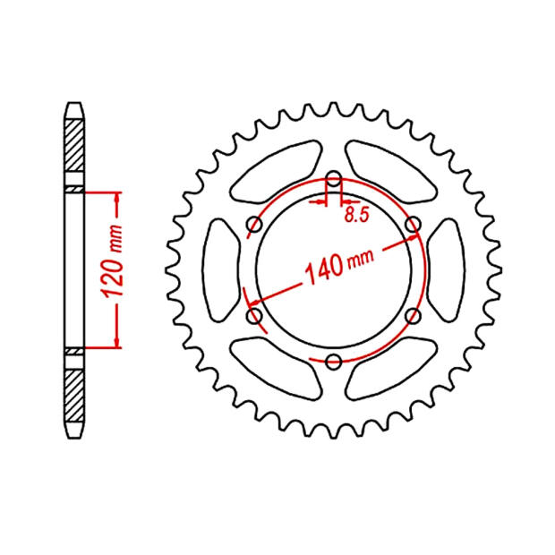 Alu-Kettenrad 46Z 520 Kawasaki Suzuki F SRAD Classic B