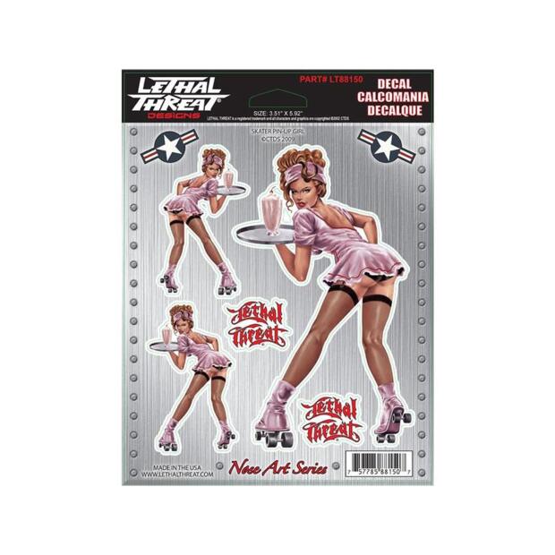 LETHAL THREAT Aufkleber Skater Pin Up Girl