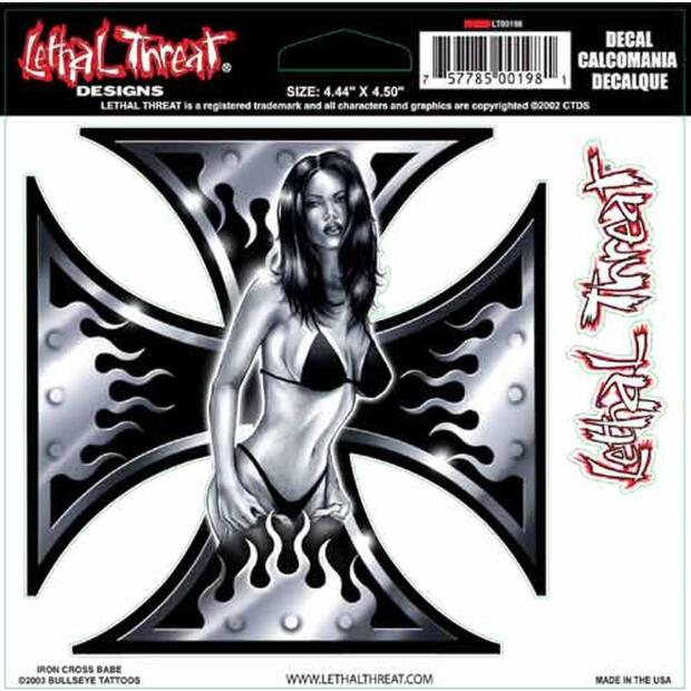 LETHAL THREAT Aufkleber Iron Cross Babe