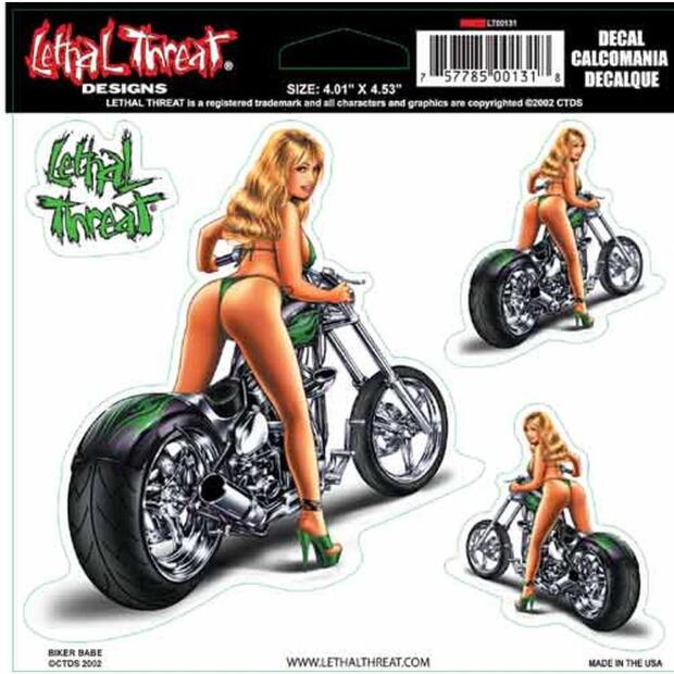 LETHAL THREAT Aufkleber Biker Babe