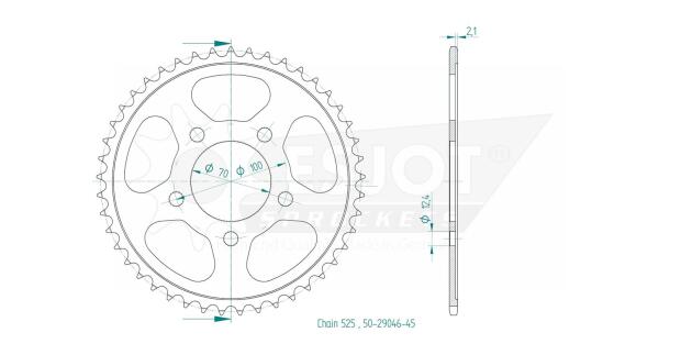 ESJOT Kettenrad Stahl Z. 44 für BMW S1000RR HP4 Bj.13-14 Teilung 525