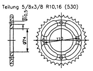 kettenrad esjot 35027 teilung Honda CB 450T/500T