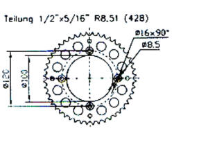 Kettenrad für Suzuki RM 80/85, Yamaha YZ 80/85, Beta...