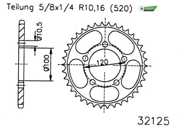 ESJOT Kettenrad 50-32125-46  teilung 520 fuer aprilia