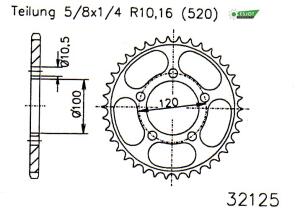ESJOT Kettenrad 50-32125-46  teilung 520 fuer aprilia