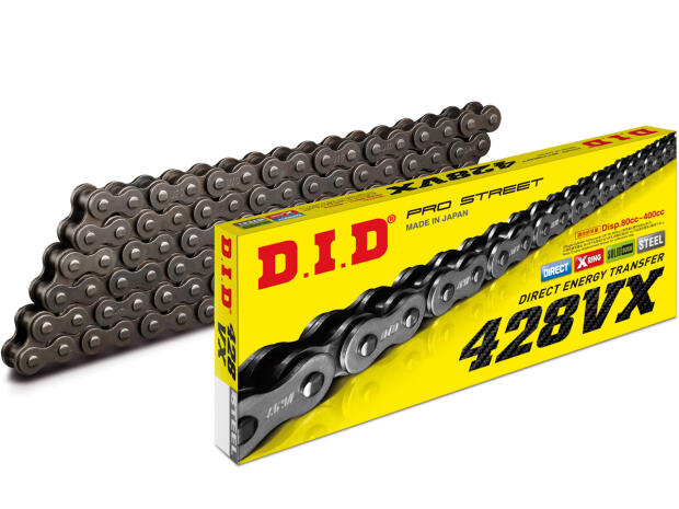 DID Kette 428 VX doppelt verstärkt X-Ring schwarz 128 Glieder offen Clipschloss
