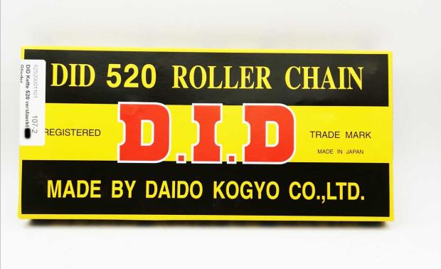 DID Kette 520 Standart verstärkt schwarz 128 Glieder offen Clipschloss