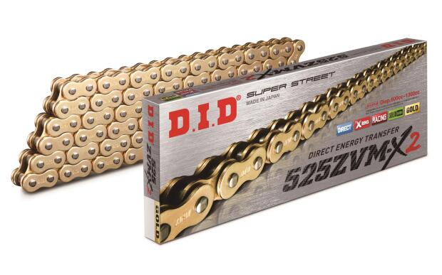 DID Chain 525 x 114 ZVMX-2 extra reinforced gold open with hollow rivet link