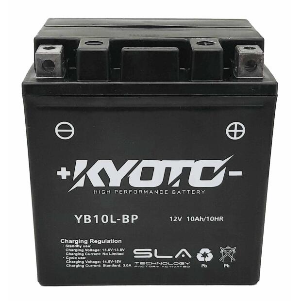 KYOTO Batterie passend für YAMAHA SR 125 (80 km/h) Bj 99-02 (YB10L-B)