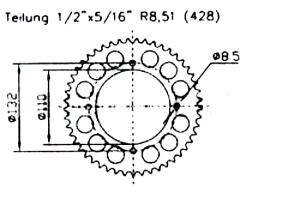 Kettenrad für KTM SX105 /XC Baujahr 04-06 mit 49...