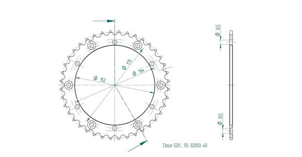 Kettenrad SMC 170  Baujahr mit 40 Zähnen