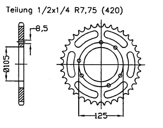 Kettenrad RIEJU RR-X50  Baujahr 06 mit 52 Zähnen