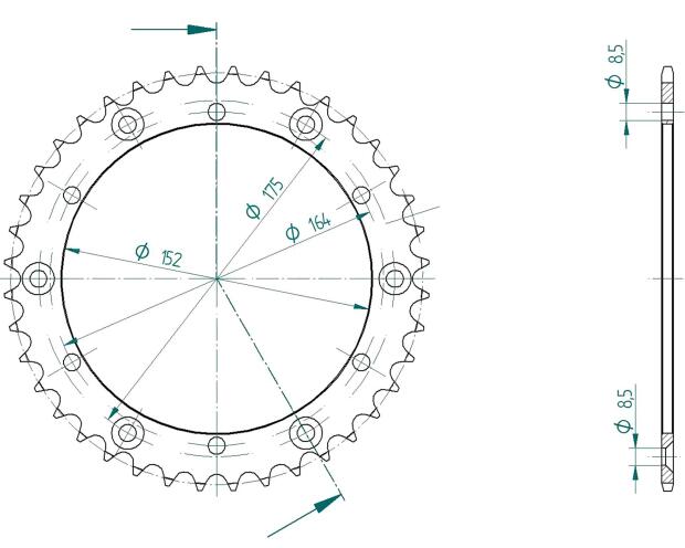 Kettenrad SMC 250  Baujahr 06-08 mit 40 Zähnen