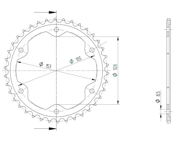 Kettenrad für KTM SUPERDUKE1290  Baujahr 14 mit 38 Zähnen