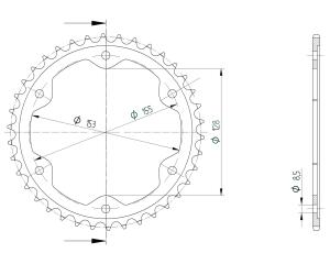 Kettenrad für KTM SUPERDUKE1290  Baujahr 14 mit 38...