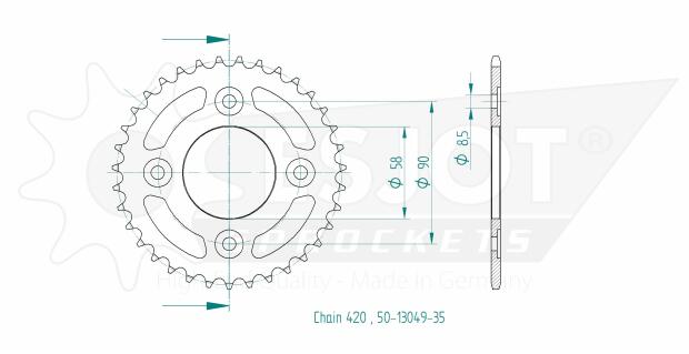 Kettenrad 35 Zähne Esjot 50-13049-35