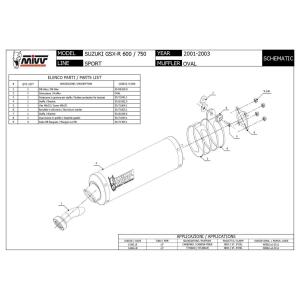 MIVV EXHAUST SUZUKI GSX-R 600 bj.01-03 (Oval, Carbon, Motorcycle)